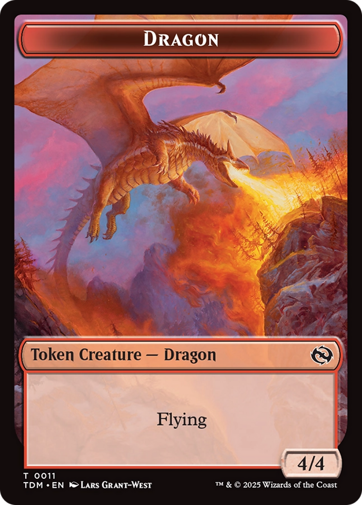 Dragon (0011) // Warrior Double-Sided Token [Tarkir: Dragonstorm Tokens] | Lots Moore NSW