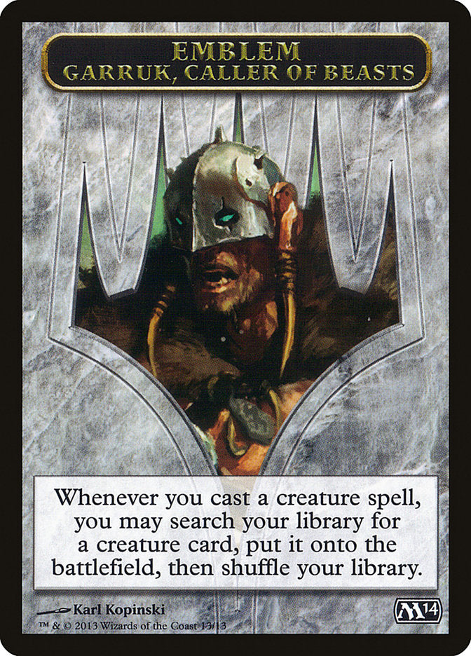 Garruk, Caller of Beasts Emblem [Magic 2014 Tokens] | Lots Moore NSW