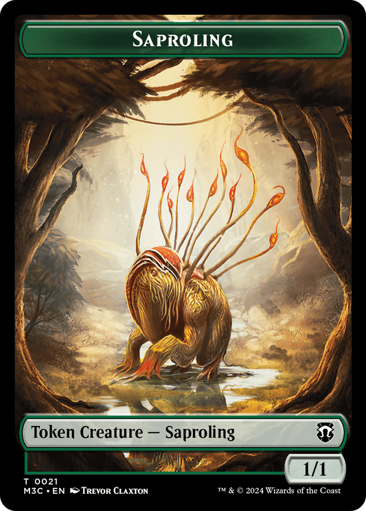 Tarmogoyf (Ripple Foil) // Saproling Double-Sided Token [Modern Horizons 3 Commander Tokens] | Lots Moore NSW