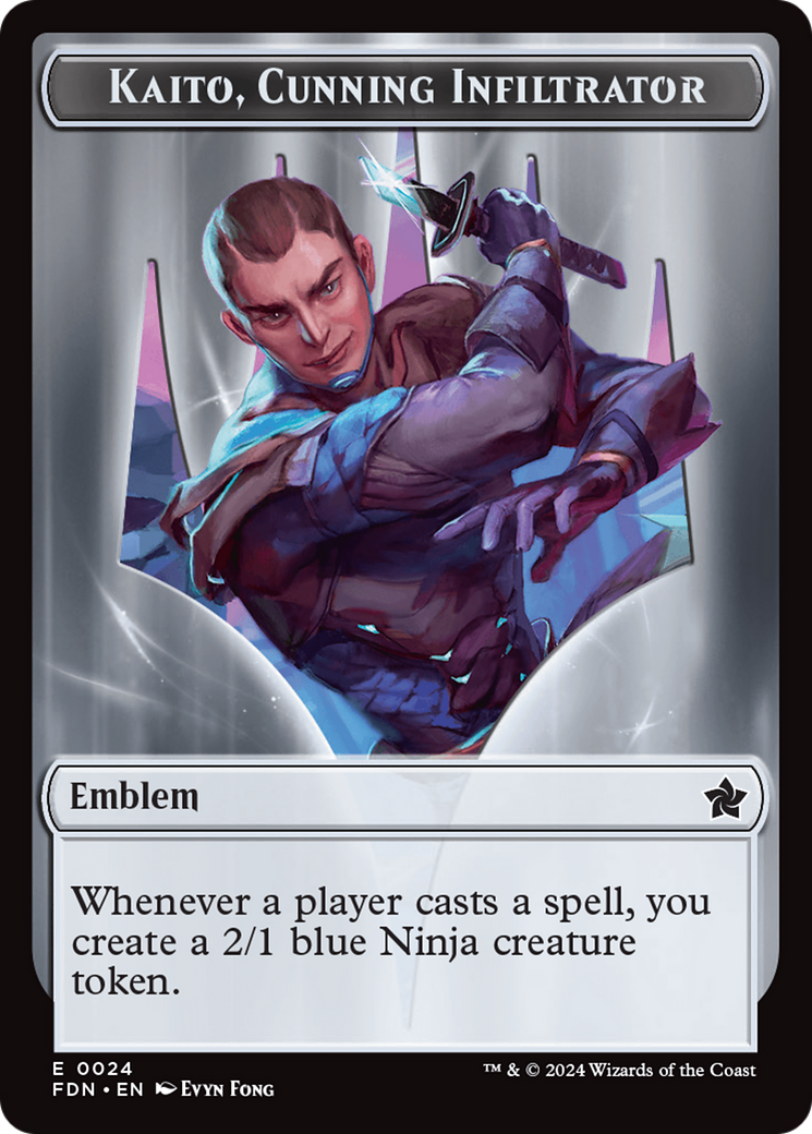 Emblem - Kaito, Cunning Infiltrator // Ninja Doubled-Sided Token [Foundations Tokens] | Lots Moore NSW