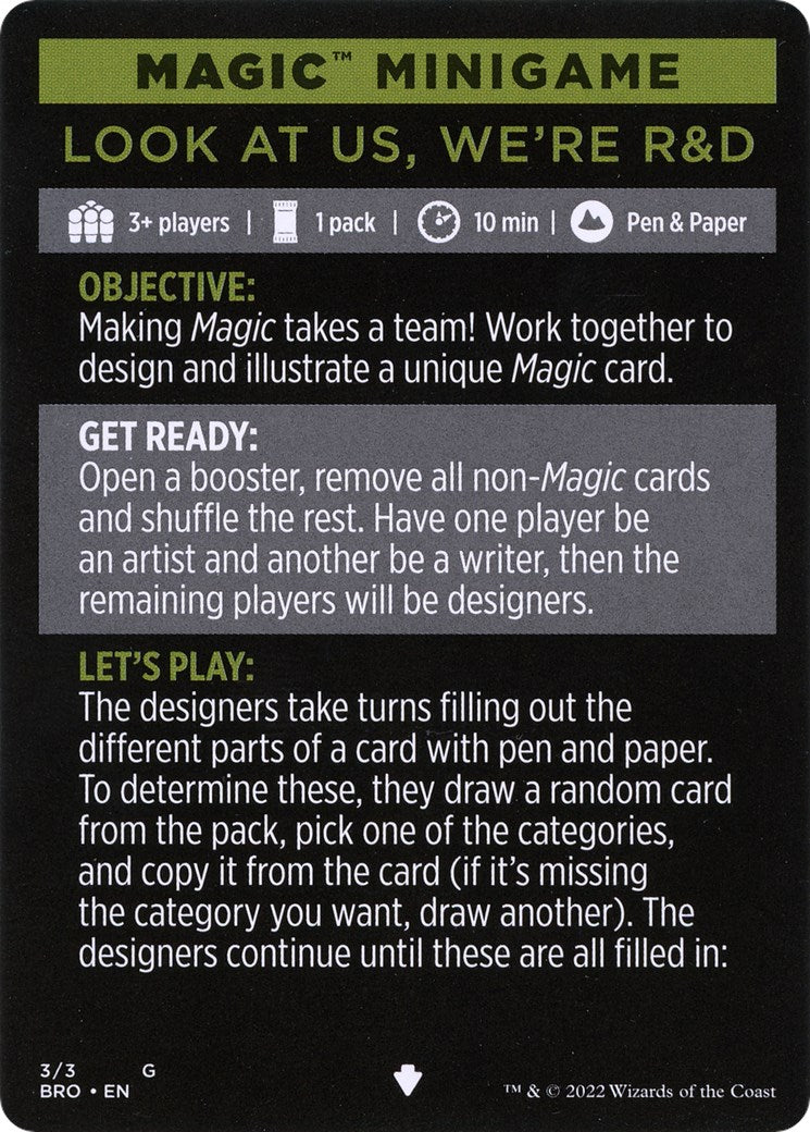 Look at Us, We're R&D (Magic Minigame) [The Brothers' War Minigame] | Lots Moore NSW