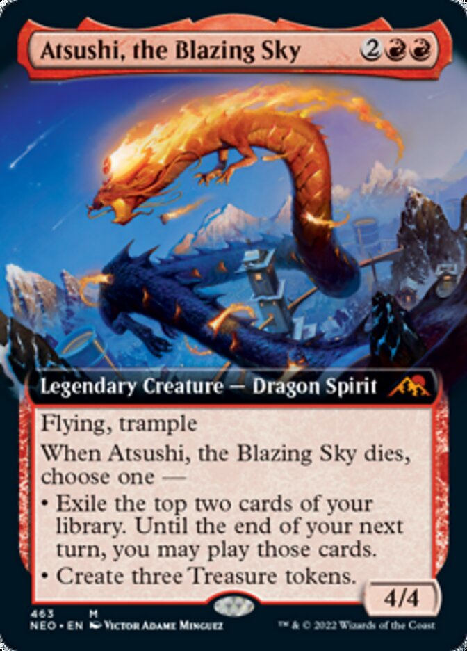 Atsushi, the Blazing Sky (Extended Art) [Kamigawa: Neon Dynasty] | Lots Moore NSW