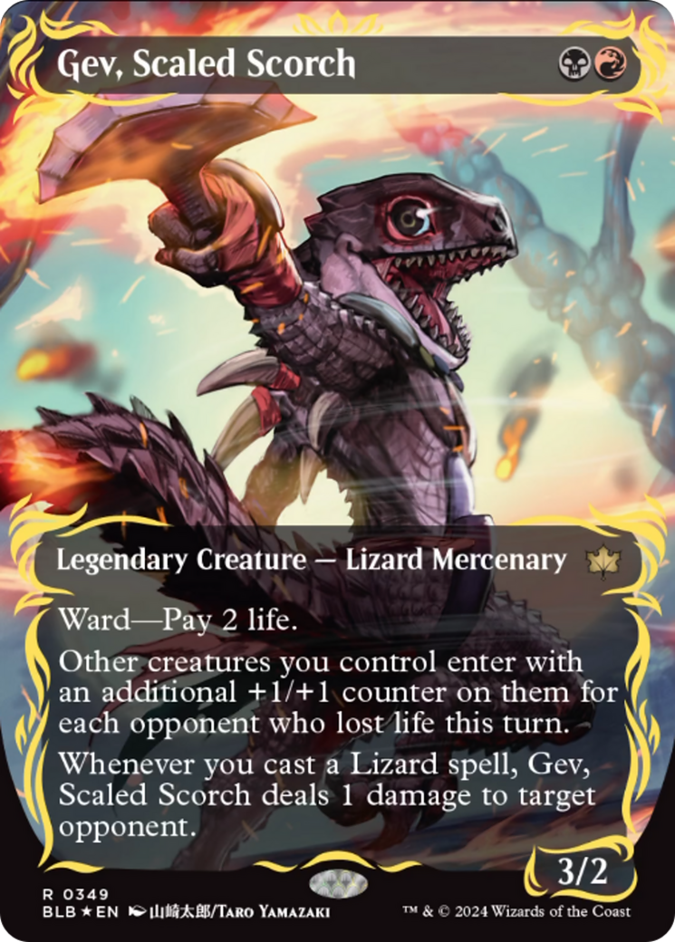 Gev, Scaled Scorch (Borderless) (Raised Foil) [Bloomburrow] | Lots Moore NSW