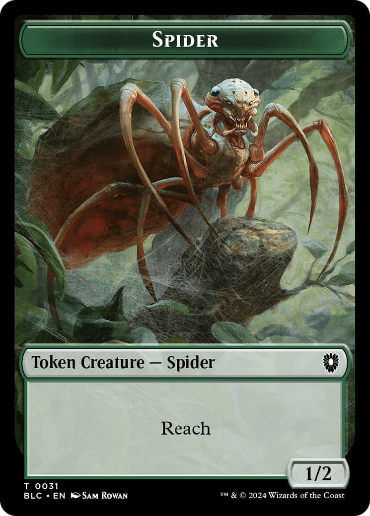 Spider // Blood Double-Sided Token [Bloomburrow Commander Tokens] | Lots Moore NSW