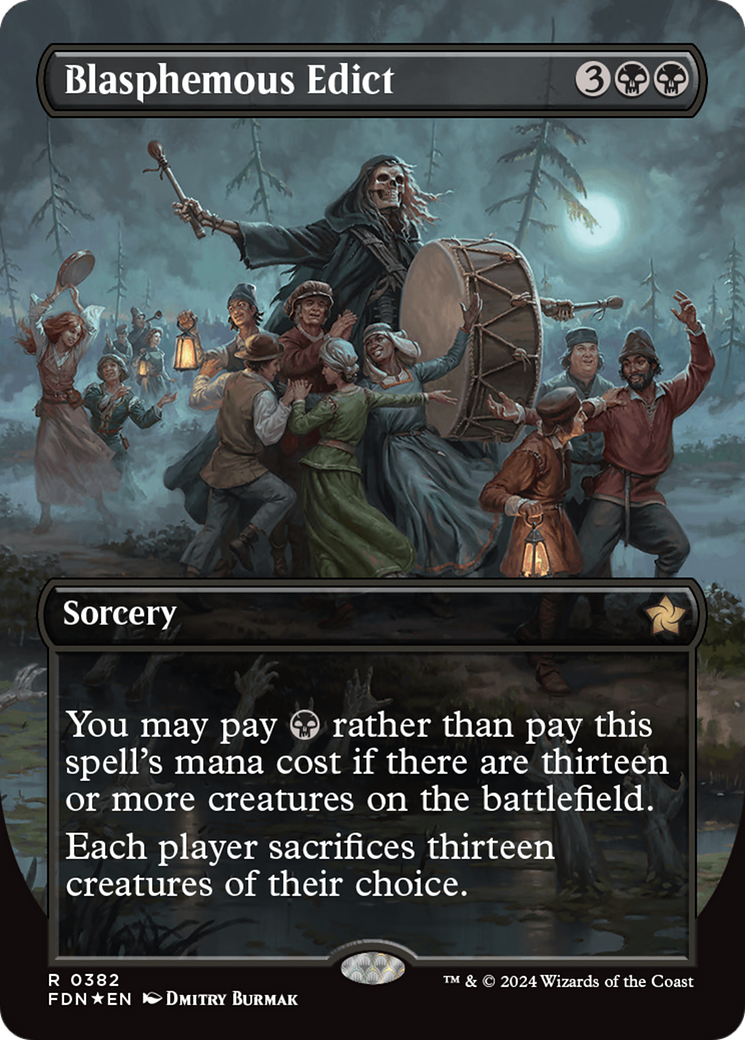 Blasphemous Edict (Borderless) (Mana Foil) [Foundations] | Lots Moore NSW