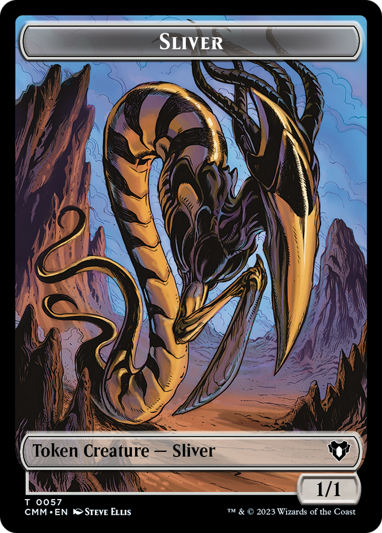 Copy (54) // Sliver Double-Sided Token [Commander Masters Tokens] | Lots Moore NSW