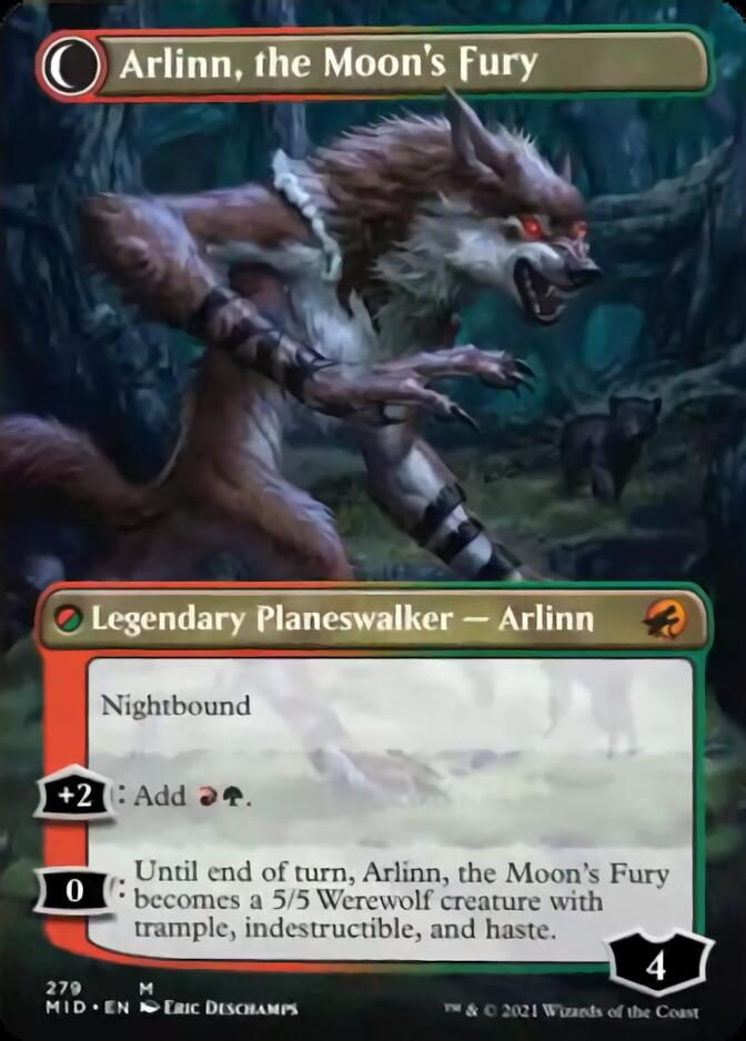 Arlinn, the Pack's Hope // Arlinn, the Moon's Fury (Borderless) [Innistrad: Midnight Hunt] | Lots Moore NSW