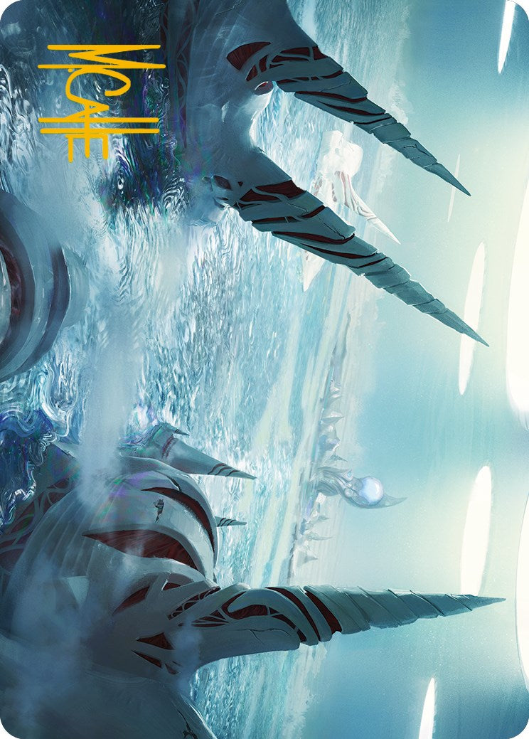 Seachrome Coast Art Card (Gold-Stamped Signature) [Phyrexia: All Will Be One Art Series] | Lots Moore NSW