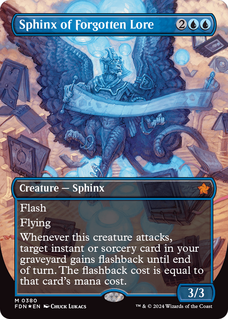 Sphinx of Forgotten Lore (Borderless) (Mana Foil) [Foundations] | Lots Moore NSW