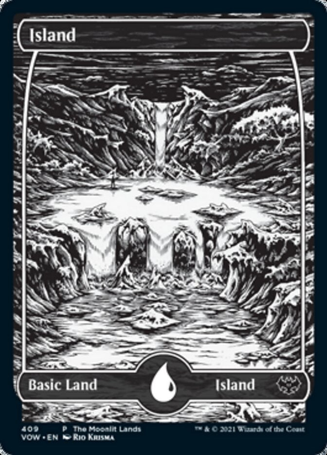 Island (The Moonlit Lands) (Foil Etched) [Innistrad: Crimson Vow Promos] | Lots Moore NSW