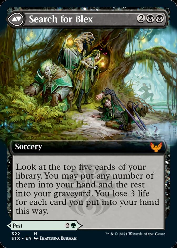 Blex, Vexing Pest // Search for Blex (Extended Art) [Strixhaven: School of Mages] | Lots Moore NSW