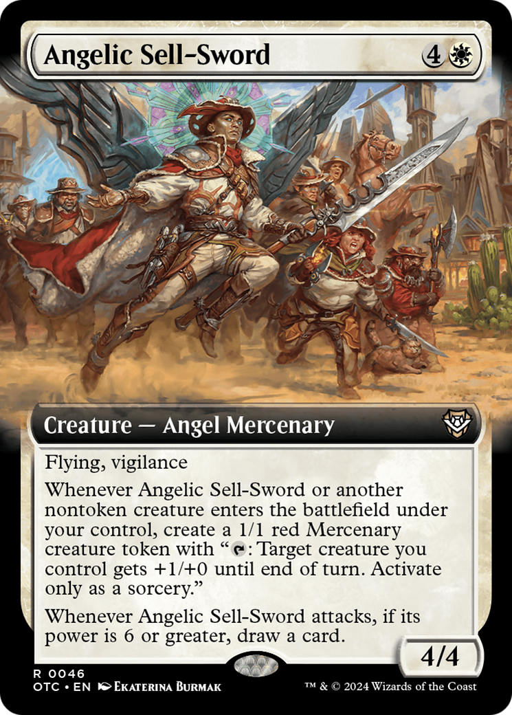 Angelic Sell-Sword (Extended Art) [Outlaws of Thunder Junction Commander] | Lots Moore NSW