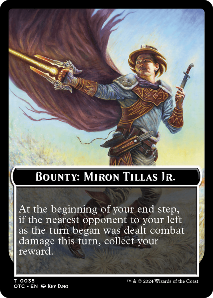 Bounty: Miron Tillas Jr. // Bounty Rules Double-Sided Token [Outlaws of Thunder Junction Commander Tokens] | Lots Moore NSW