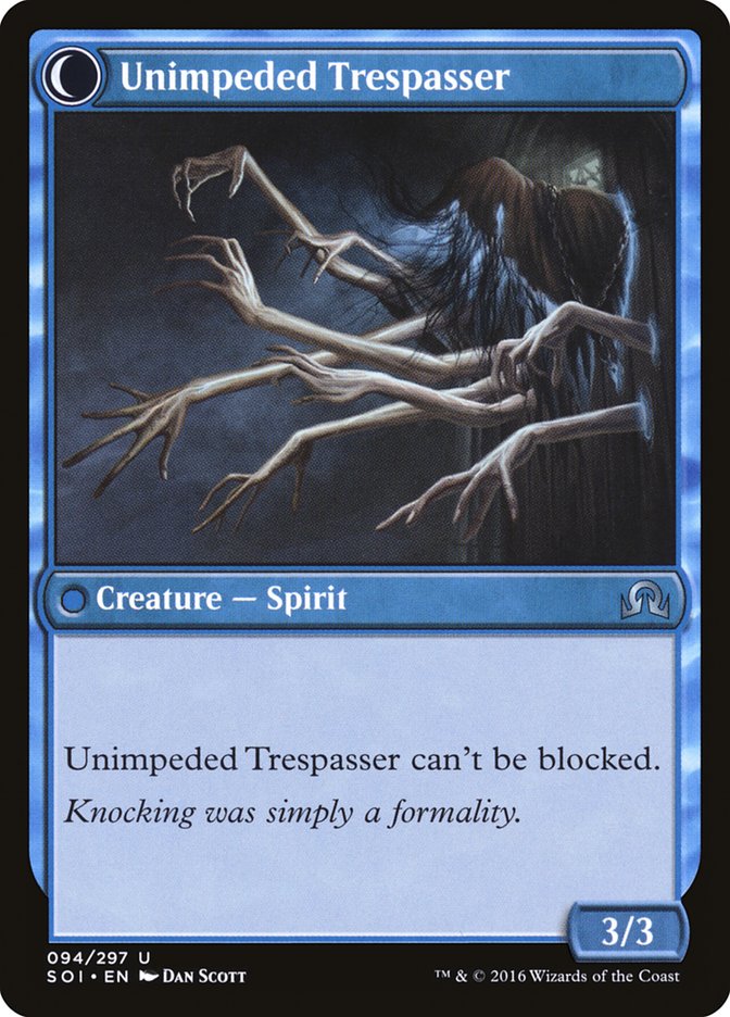 Uninvited Geist // Unimpeded Trespasser [Shadows over Innistrad] | Lots Moore NSW