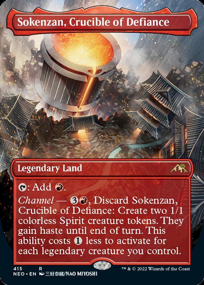 Sokenzan, Crucible of Defiance (Borderless Alternate Art) [Kamigawa: Neon Dynasty] | Lots Moore NSW