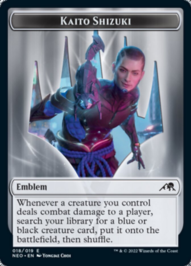 Spirit (002) // Kaito Shizuki Emblem Double-Sided Token [Kamigawa: Neon Dynasty Tokens] | Lots Moore NSW