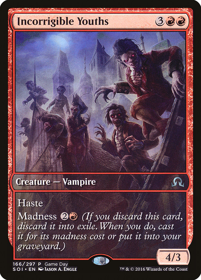 Incorrigible Youths (Game Day) (Extended Art) [Shadows over Innistrad Promos] | Lots Moore NSW
