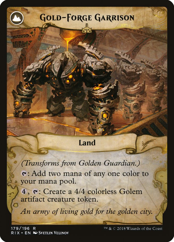 Golden Guardian // Gold-Forge Garrison [Rivals of Ixalan] | Lots Moore NSW