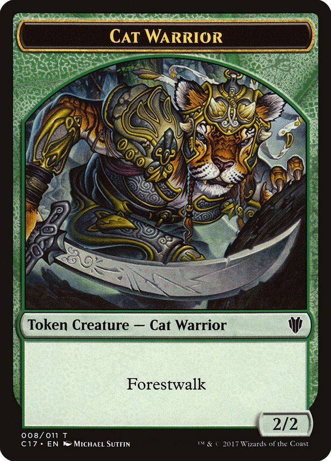 Cat Warrior (008) // Rat (003) Double-Sided Token [Commander 2017 Tokens] | Lots Moore NSW