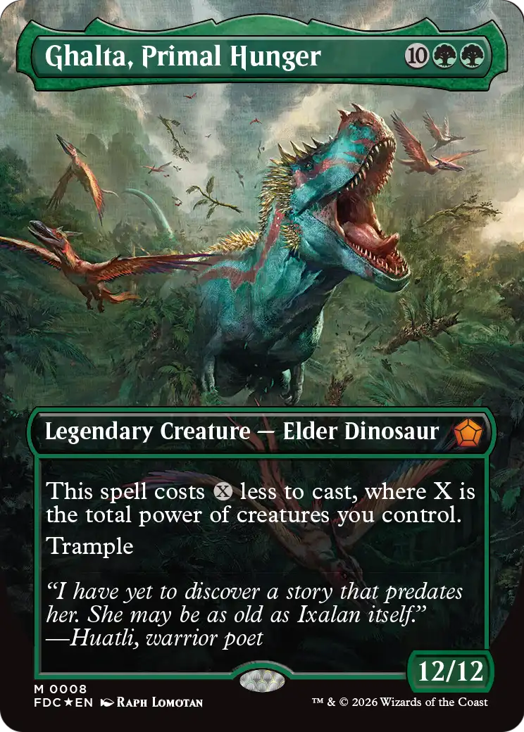 Ghalta, Primal Hunger (Borderless) [Foundations Commander] | Lots Moore NSW