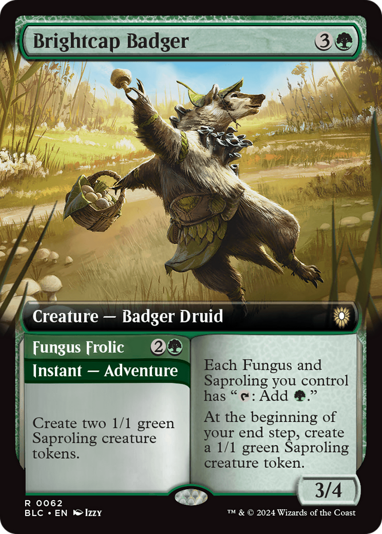 Brightcap Badger // Fungus Frolic (Extended Art) [Bloomburrow Commander] | Lots Moore NSW