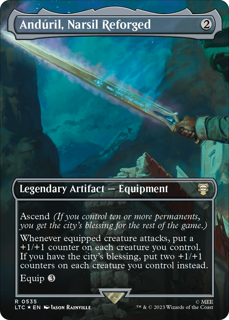 Anduril, Narsil Reforged (Borderless) (Surge Foil) [The Lord of the Rings: Tales of Middle-Earth Commander] | Lots Moore NSW