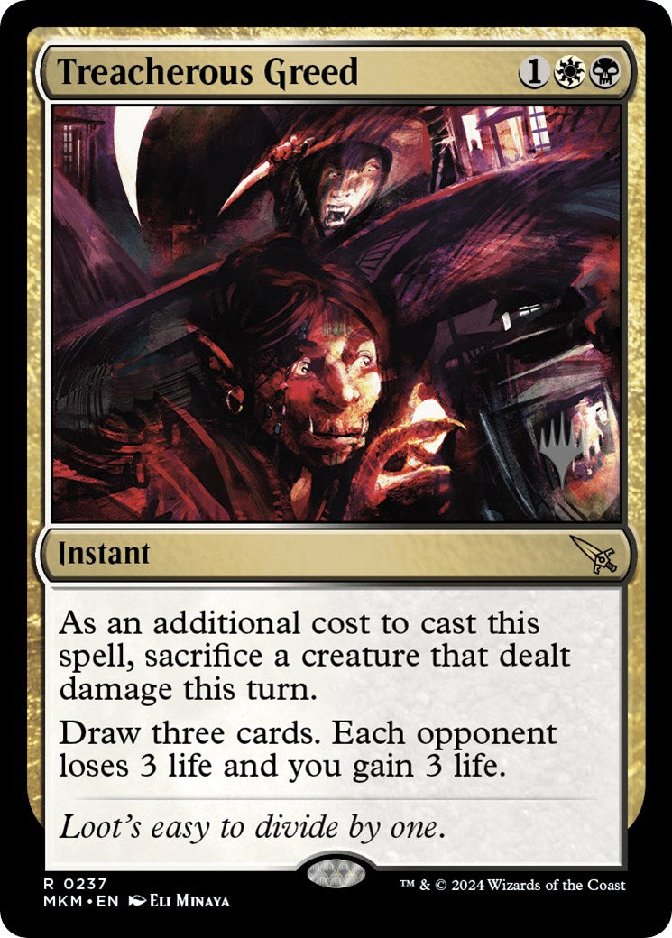 Treacherous Greed (Promo Pack) [Murders at Karlov Manor Promos] | Lots Moore NSW