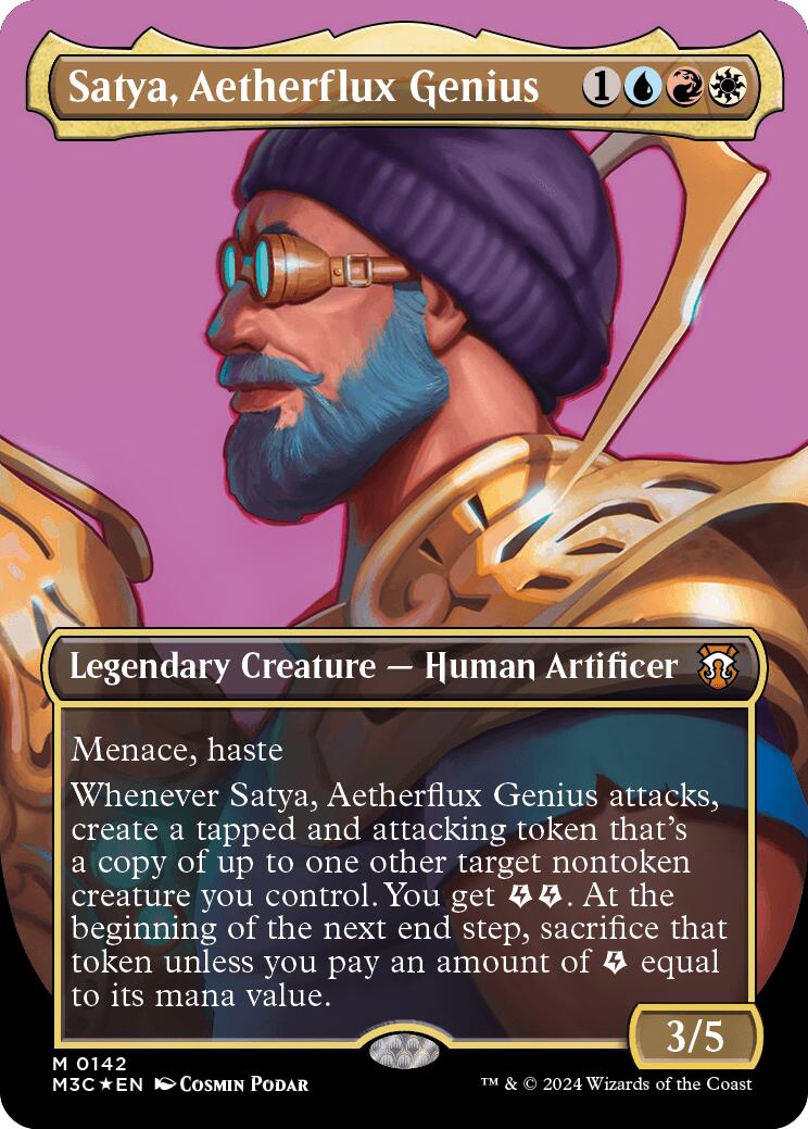 Satya, Aetherflux Genius (Borderless) (Ripple Foil) [Modern Horizons 3 Commander] | Lots Moore NSW