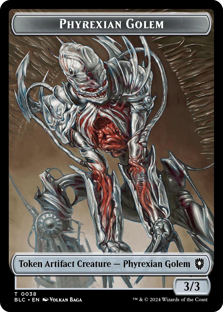 Phyrexian Golem // Faerie Double-Sided Token [Bloomburrow Commander Tokens] | Lots Moore NSW