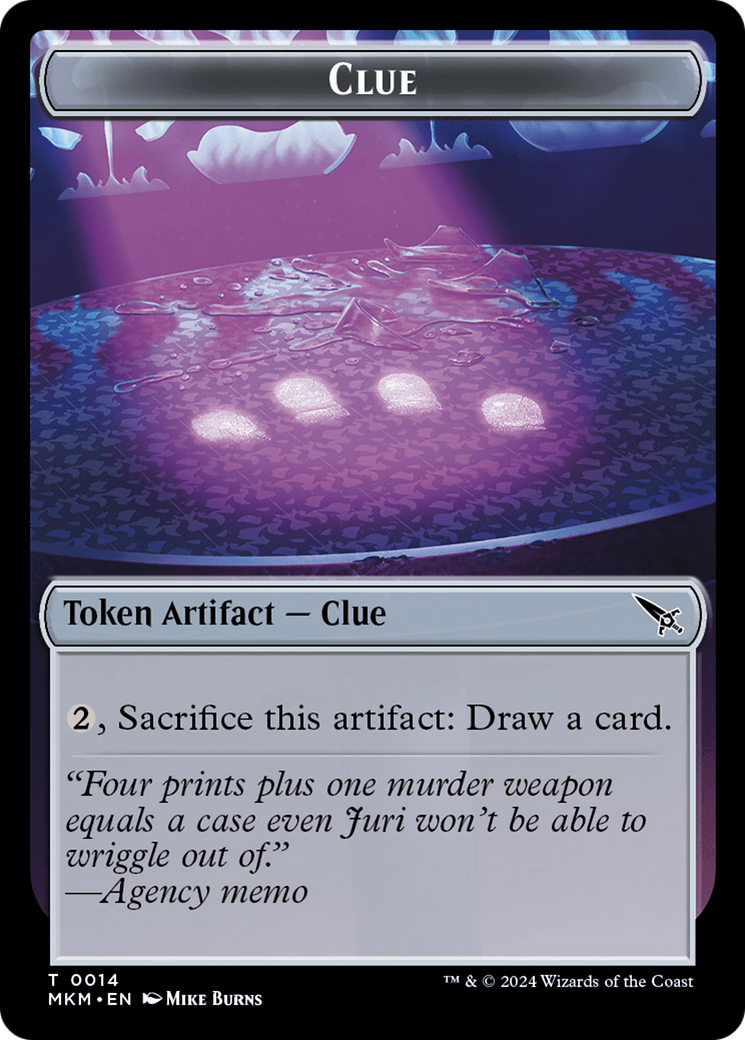 Clue (0014) // A 0041 Double-Sided Token [Murders at Karlov Manor Tokens] | Lots Moore NSW