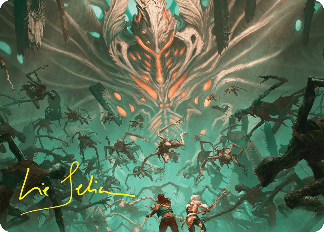 Valgavoth's Onslaught Art Card (Gold-Stamped Signature) [Duskmourn: House of Horror Art Series] | Lots Moore NSW
