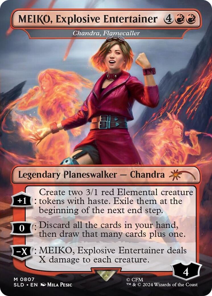 MEIKO, Explosive Entertainer - Chandra, Flamecaller (Rainbow Foil) [Secret Lair Drop Series] | Lots Moore NSW