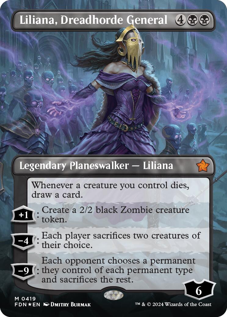 Liliana, Dreadhorde General (Borderless) (Mana Foil) [Foundations] | Lots Moore NSW