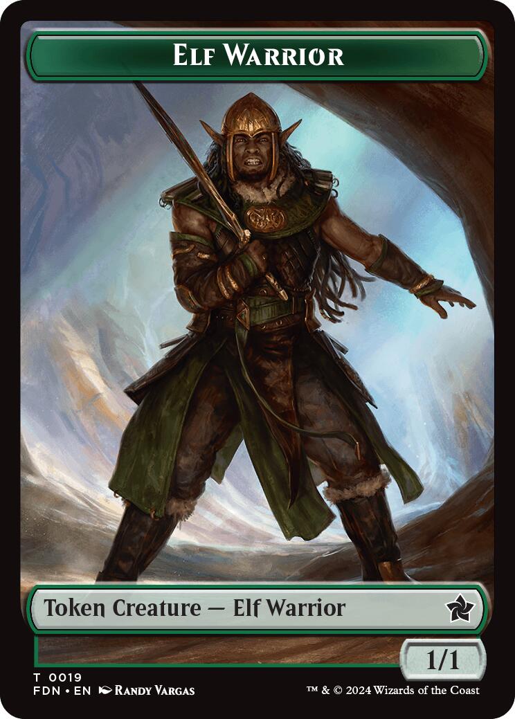 Elf Warrior // Raccoon Doubled-Sided Token [Foundations Tokens] | Lots Moore NSW
