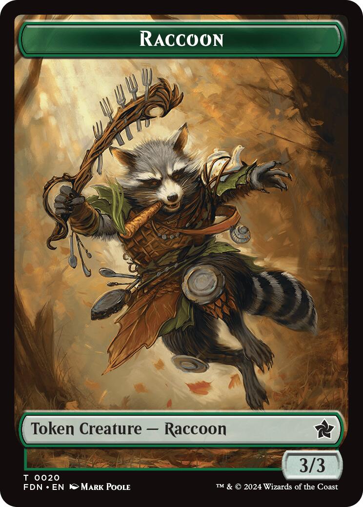 Elf Warrior // Raccoon Doubled-Sided Token [Foundations Tokens] | Lots Moore NSW