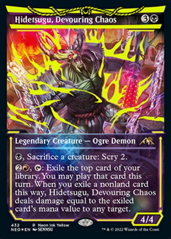 Hidetsugu, Devouring Chaos (Neon Ink Yellow) [Kamigawa: Neon Dynasty] | Lots Moore NSW