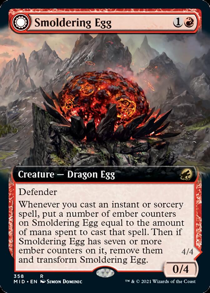 Smoldering Egg // Ashmouth Dragon (Extended Art) [Innistrad: Midnight Hunt] | Lots Moore NSW