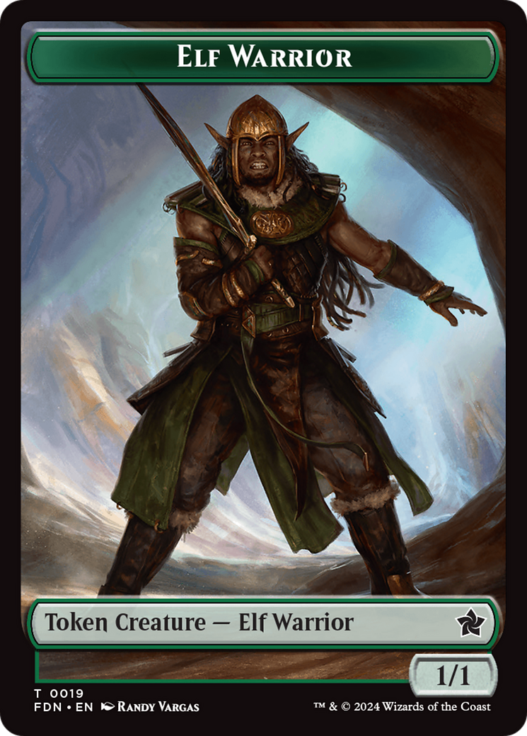 Elf Warrior // Cat (001) Doubled-Sided Token [Foundations Tokens] | Lots Moore NSW
