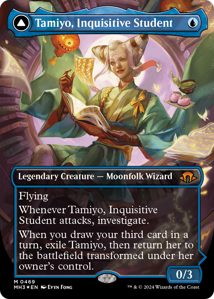 Tamiyo, Inquisitive Student // Tamiyo, Seasoned Scholar (Borderless) (Textured Foil) [Modern Horizons 3] | Lots Moore NSW