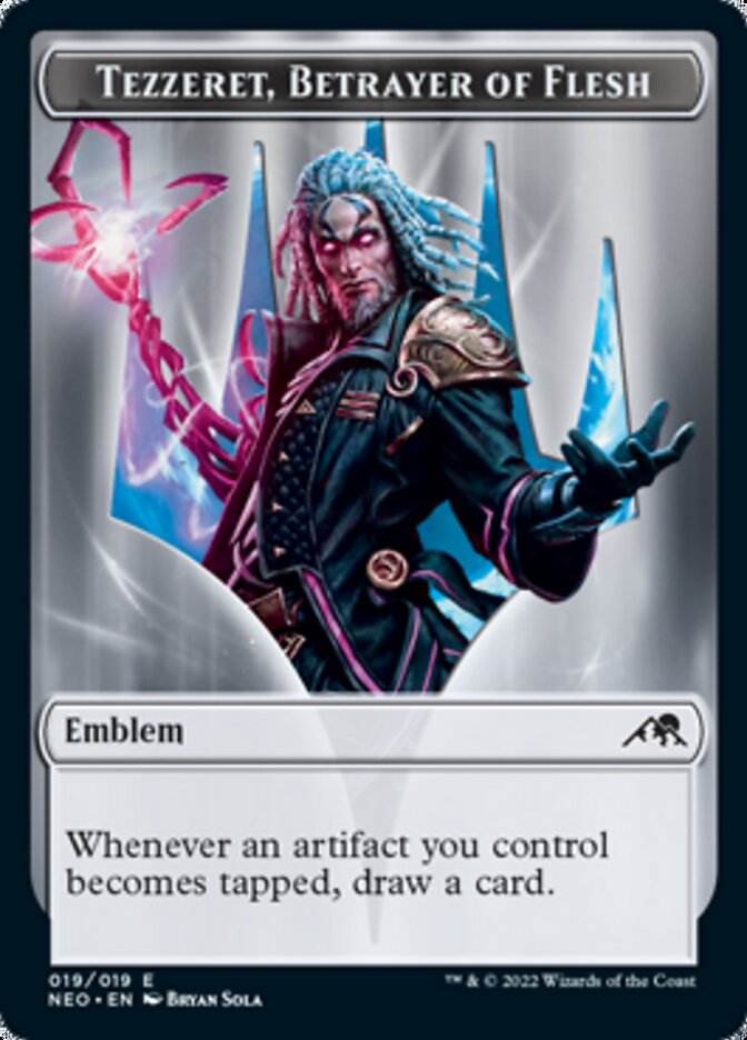 Spirit (002) // Tezzeret, Betrayer of Flesh Emblem Double-Sided Token [Kamigawa: Neon Dynasty Tokens] | Lots Moore NSW
