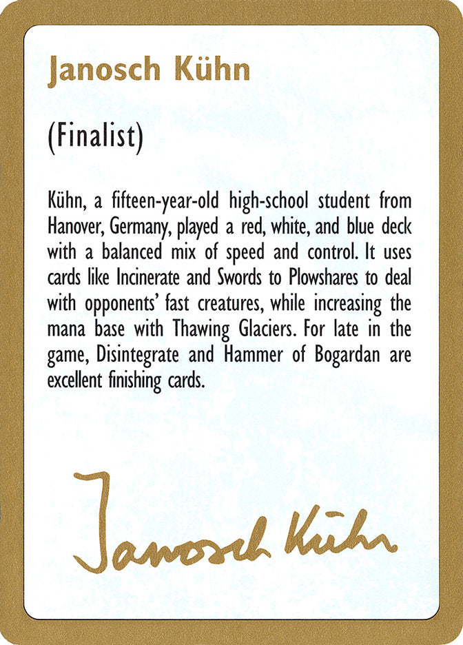 Janosch Kuhn Bio [World Championship Decks 1997] | Lots Moore NSW