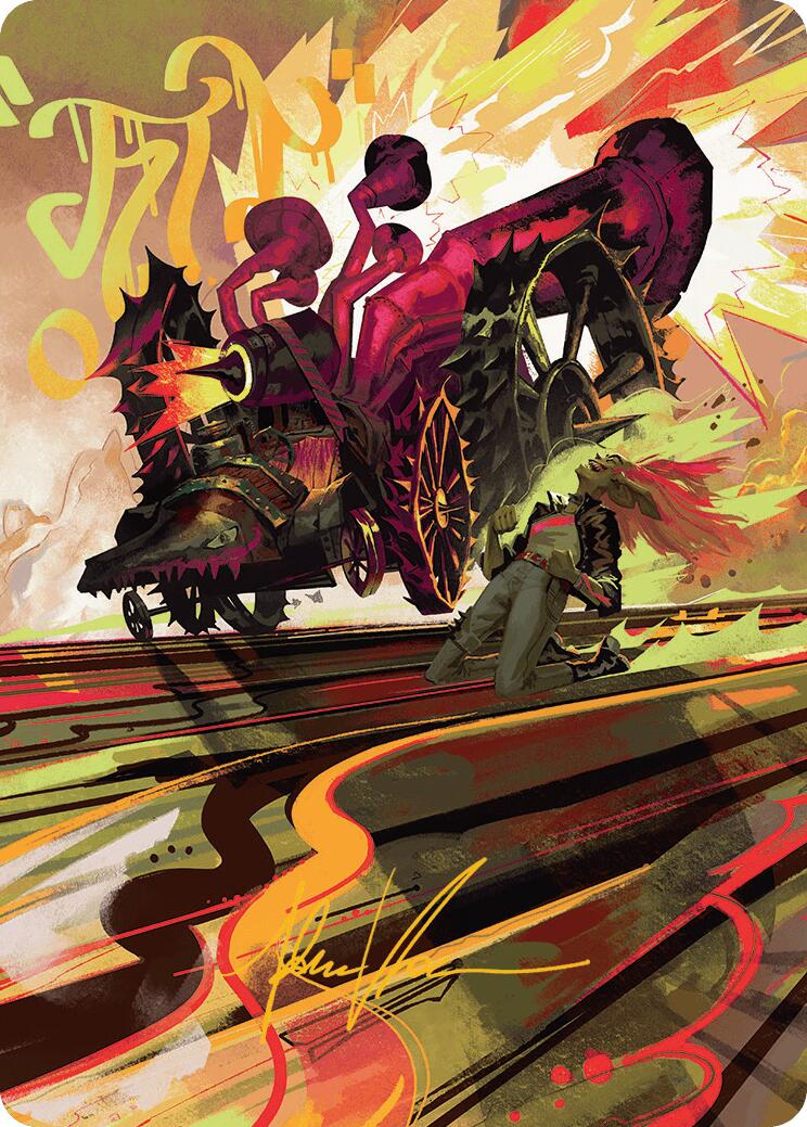 Rocketeer Boostbuggy Art Card (Gold-Stamped Signature) [Aetherdrift Art Series] | Lots Moore NSW