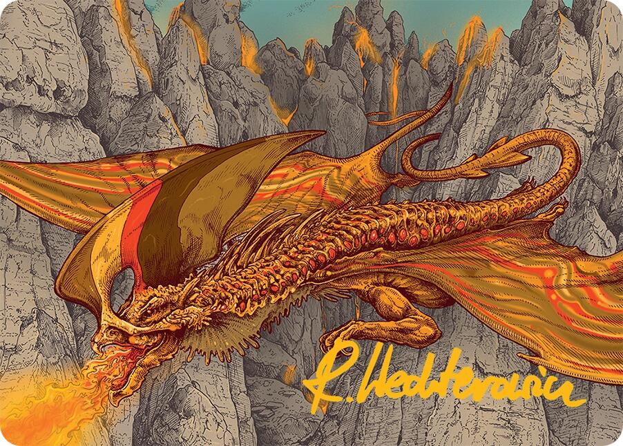 Magmatic Hellkite Art Card (34/54) (Gold-Stamped Signature) [Tarkir: Dragonstorm Art Series] | Lots Moore NSW