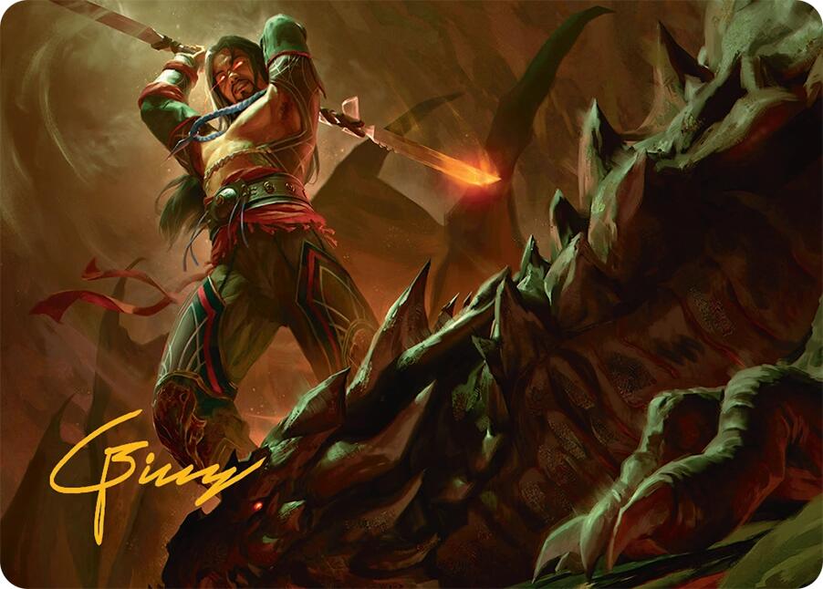 Sarkhan's Resolve Art Card (18/54) (Gold-Stamped Signature) [Tarkir: Dragonstorm Art Series] | Lots Moore NSW