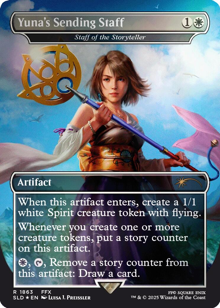 Yuna's Sending Staff - Staff of the Storyteller (Rainbow Foil) [Secret Lair Drop Series] | Lots Moore NSW