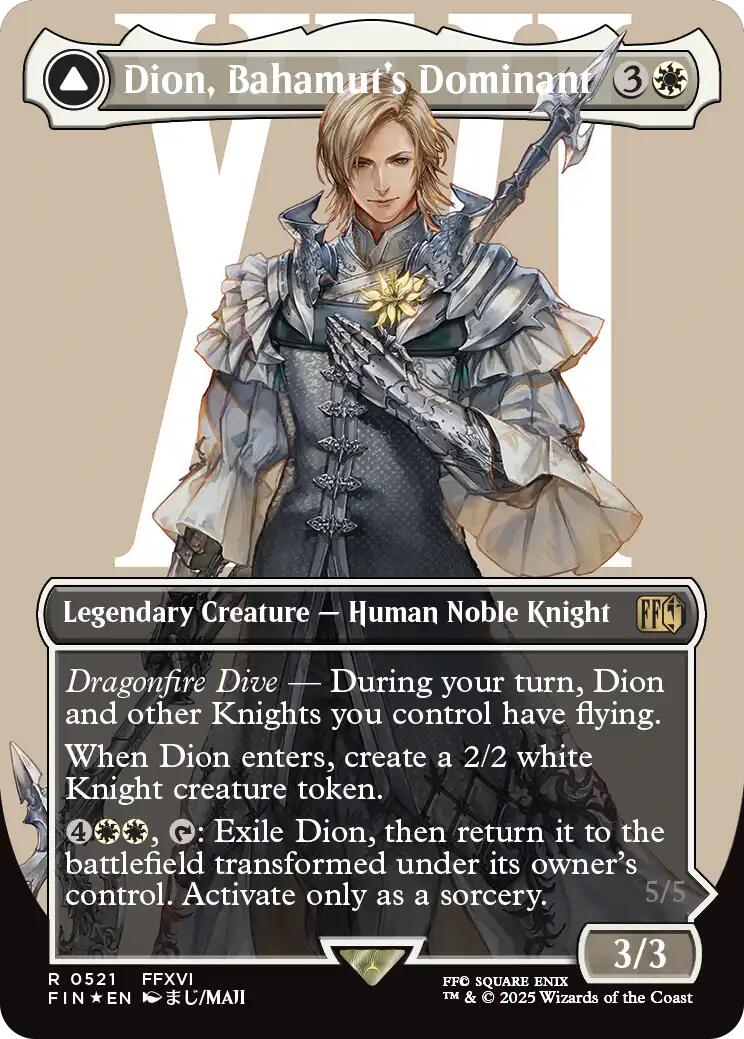 Dion, Bahamut's Dominant // Bahamut, Warden of Light (Borderless) (Surge Foil) [FINAL FANTASY] | Lots Moore NSW