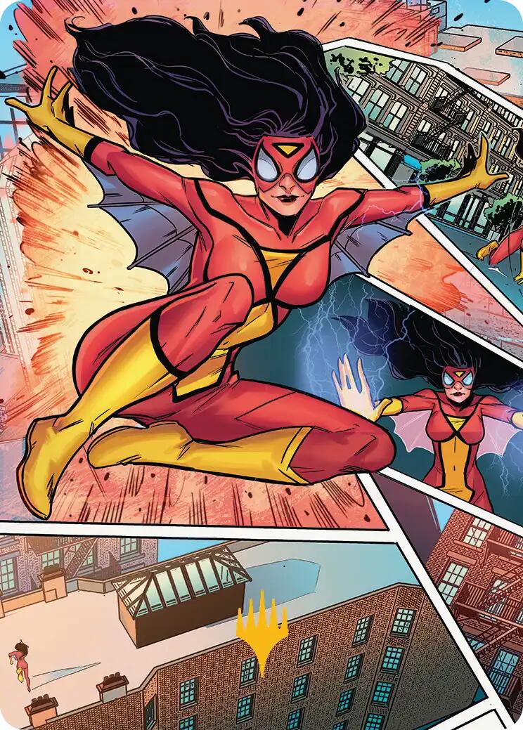 Spider-Woman, Stunning Savior Art Card (Gold-Stamped Planeswalker Symbol) [Marvel's Spider-Man Art Series] | Lots Moore NSW