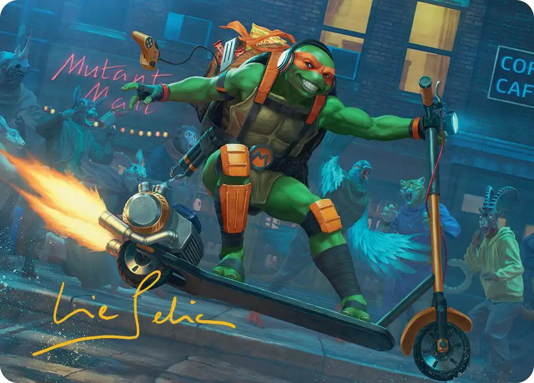 Michelangelo, On the Scene Art Card (Gold-Stamped Signature) [Teenage Mutant Ninja Turtles Art Series] | Lots Moore NSW