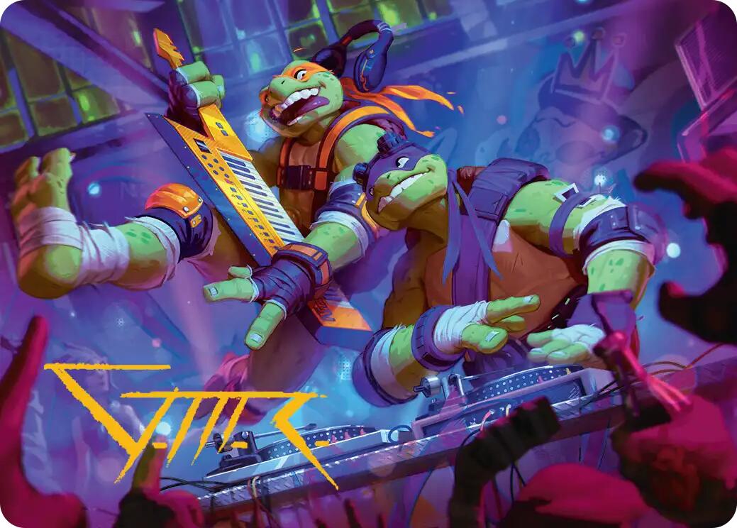 Mikey & Don, Party Planners Art Card (Gold-Stamped Signature) [Teenage Mutant Ninja Turtles Art Series] | Lots Moore NSW