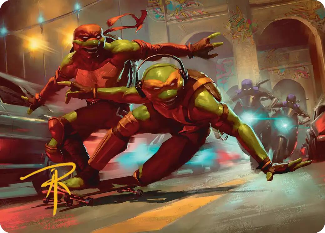 Raph & Mikey, Troublemakers Art Card (Gold-Stamped Signature) [Teenage Mutant Ninja Turtles Art Series] | Lots Moore NSW